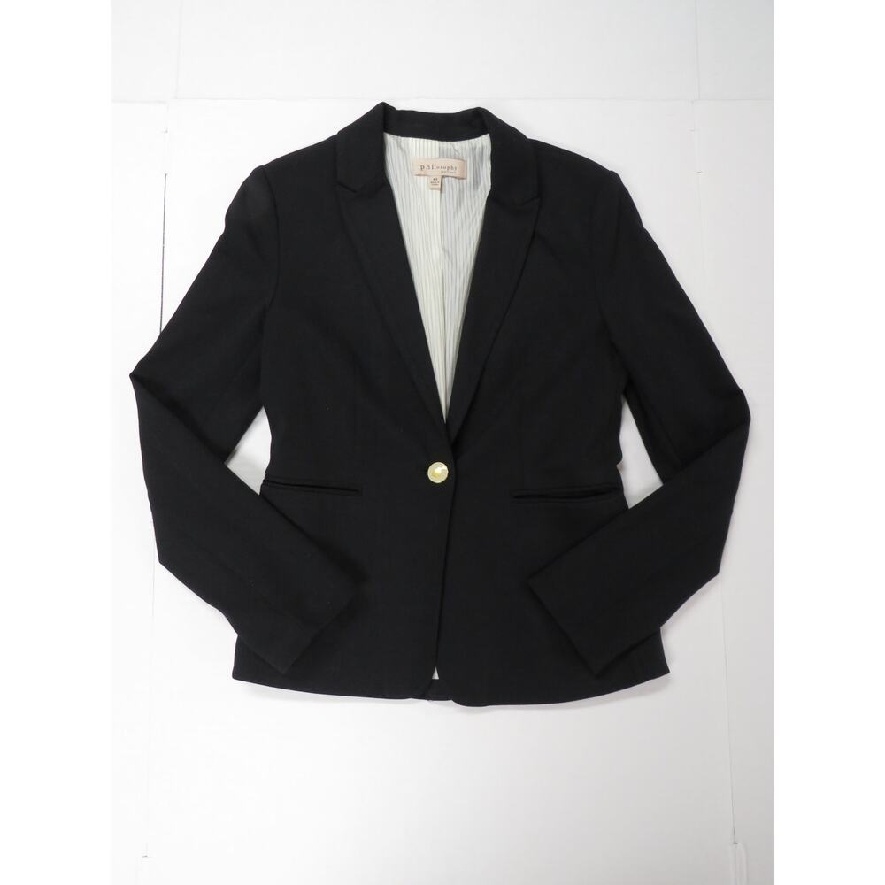 Philosophy Women's XS Black Blazer Suit Jacket Long Sleeve Button Pockets Preppy